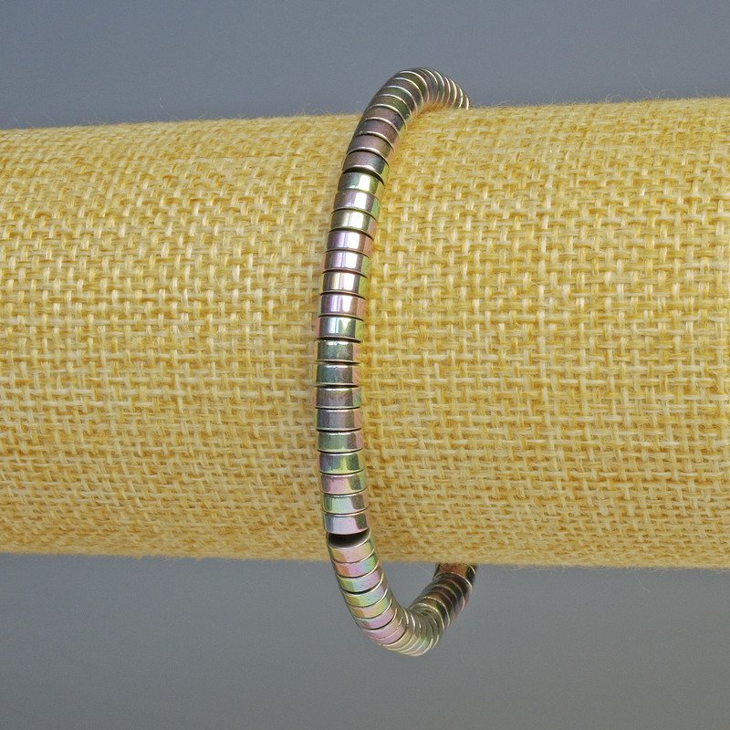 Hematite Rondelle Bracelet, Multicolor, Diameter 5×2 mm, Length 18 cm, Stretch