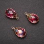 Pendant 'Drop' Yellow-Raspberry color, Golden Bezel 13×21mm