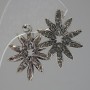 Flower Stud Earrings, Pale Crystals, Silver-Tone Metal, 30mm